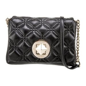 Kate Spade Black Quilted Crossbody Bag with Gold Accents